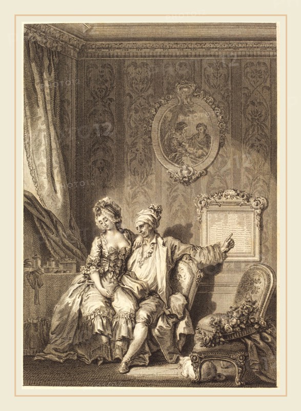 Jean Dambrun after Jean-Honoré Fragonard, French (1741-1808 or after), Le calendrier des viellards, etching and engraving
