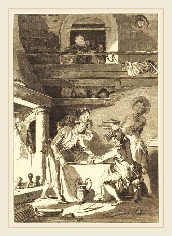 Charles Emmanuel Patas after Jean-Honoré Fragonard, French (1744-1802), Le pate d'anguilles, etching