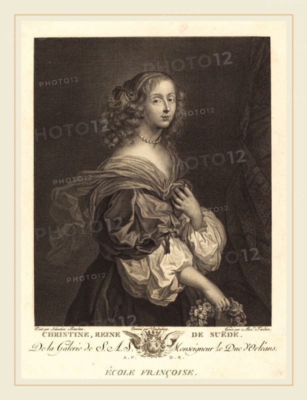 Alexandre Tardieu after Sébastien Bourdon after Charles Auguste van den Berghe, French (1756-1844), Queen Christina of Sweden, engraving on laid paper