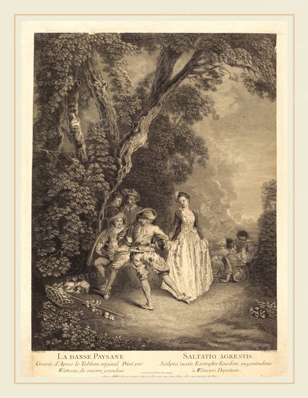 BenoÃ®t Audran II after Antoine Watteau, French (1698-1772), The Peasant Dance, engraving and etching