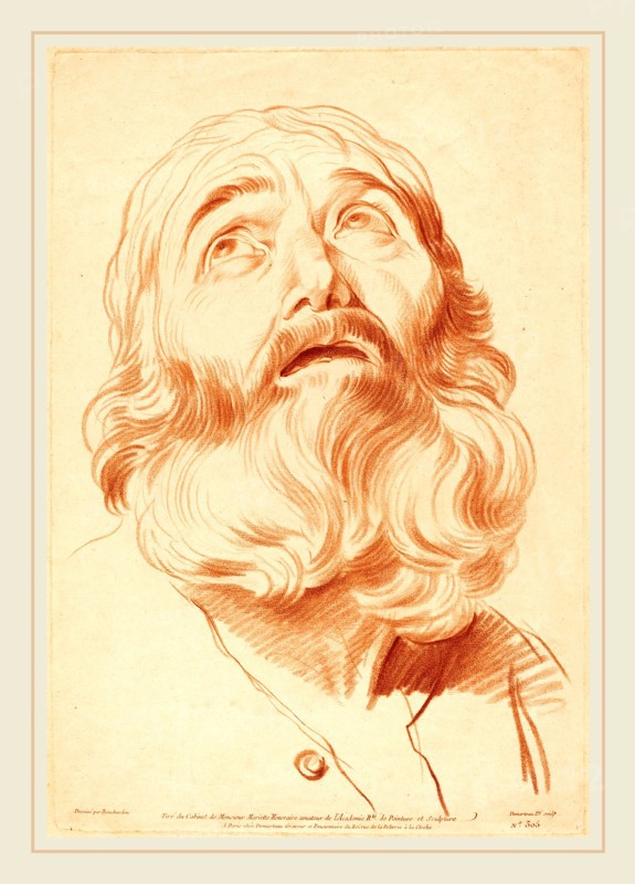 Gilles Demarteau, the Elder after Edme Bouchardon, French (1722-1776), Head of a Man, crayon-manner etching on laid paper