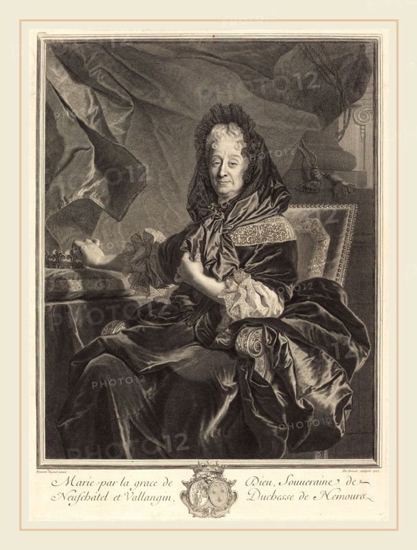 Pierre Drevet after Hyacinthe Rigaud, French (1663-1738), Duchesse de Nemours, 1707, engraving