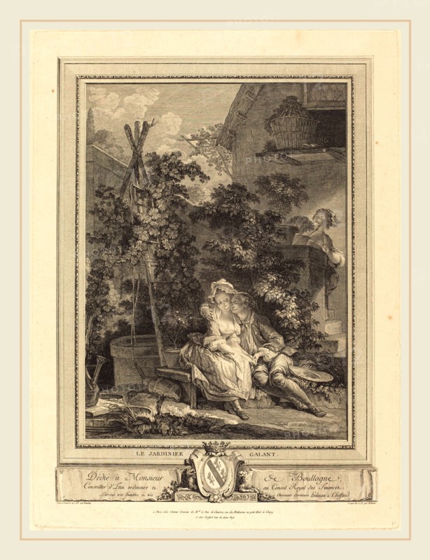 Isidore-Stanislas Helman after Pierre-Antoine Baudouin, French (1743-1806-1810), Le jardinier galant, 1778, etching and engraving
