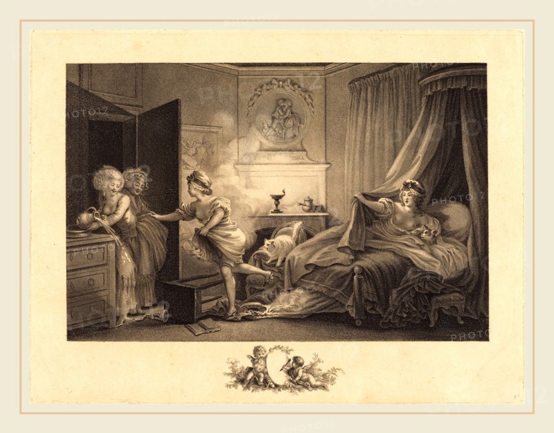 Auguste-Claude-Simon Legrand after Jean-Honoré Fragonard, French (1765-1815 or after), Ma chemise brule, 1789, stipple and etching