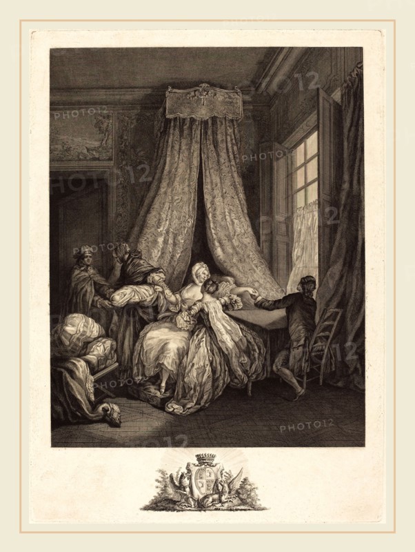 FranÃ§ois Voyez after Pierre-Antoine Baudouin, French (1746-1805), Le fruit de l'amour secret, engraving