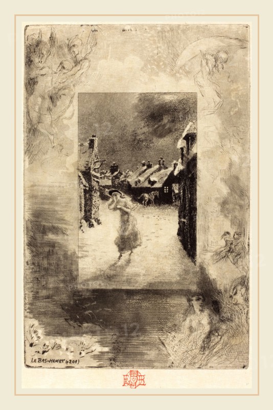 Félix-Hilaire Buhot, French (1847-1898), Le Bas-Hamet, 1879-1880, etching, drypoint, roulette, aquatint (dust ground and spirit ground) in black on Japanese paper