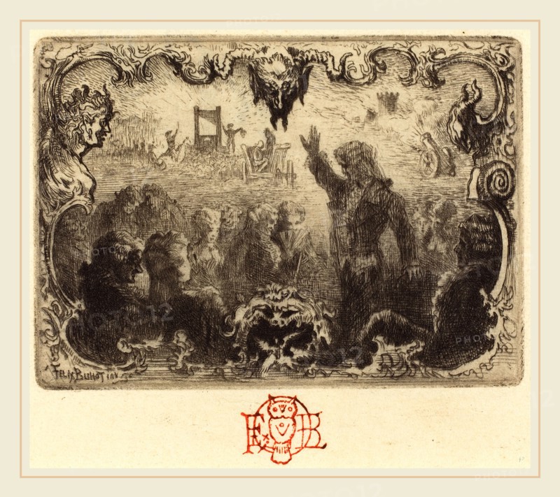 Félix-Hilaire Buhot, French (1847-1898), Jacques Cazotte's "Le Diable amoureux" (3rd vignette), 1878, etching and drypoint in black on thin cream wove paper