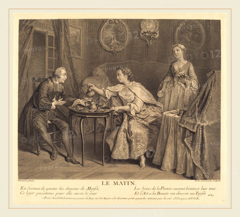 Nicolas de Larmessin IV after Nicolas Lancret, French (1684-1753 or 1755), Le matin, 1741, engraving and etching