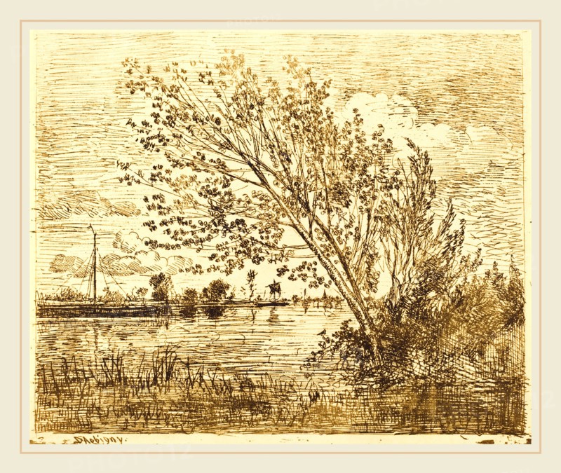 Charles-FranÃ§ois Daubigny, French (1817-1878), Stand of Alders (Le Bouquet d'aunes), 1862, cliche-verre