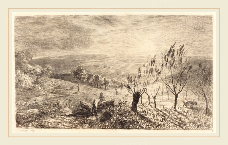 Charles-FranÃ§ois Daubigny, French (1817-1878), Sunrise (Le Lever du soleil), 1850, etching