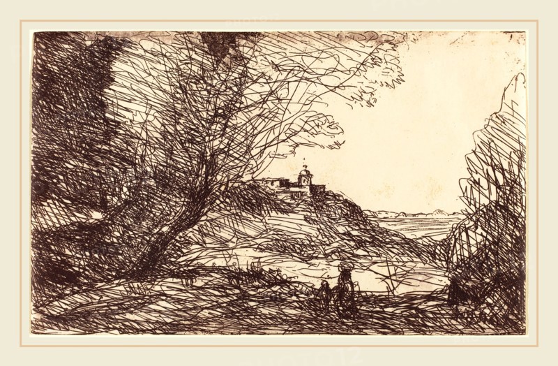 Jean-Baptiste-Camille Corot, French (1796-1875), Souvenir of the Environs of Monaco (Souvenir des environs de Monaco), 1860, cliche-verre