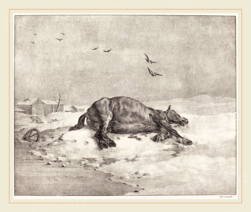 Théodore Gericault, French (1791-1824), Dead Horse, 1823, lithograph on wove paper