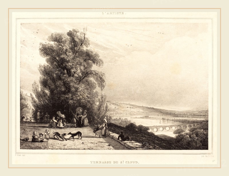 Paul Huet, French (1803-1869), Terrace of St. Cloud (Terrasse de St. Cloud), 1833, lithograph