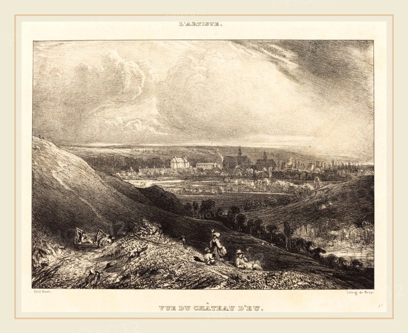 Paul Huet, French (1803-1869), View of the Chateau d'Eu (Vue du Chateau d'Eu), 1834, lithograph