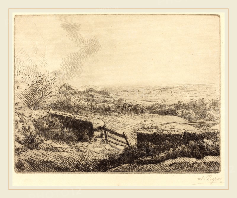 Alphonse Legros, The Gate (L'entree du champ), French, 1837-1911, etching? and drypoint