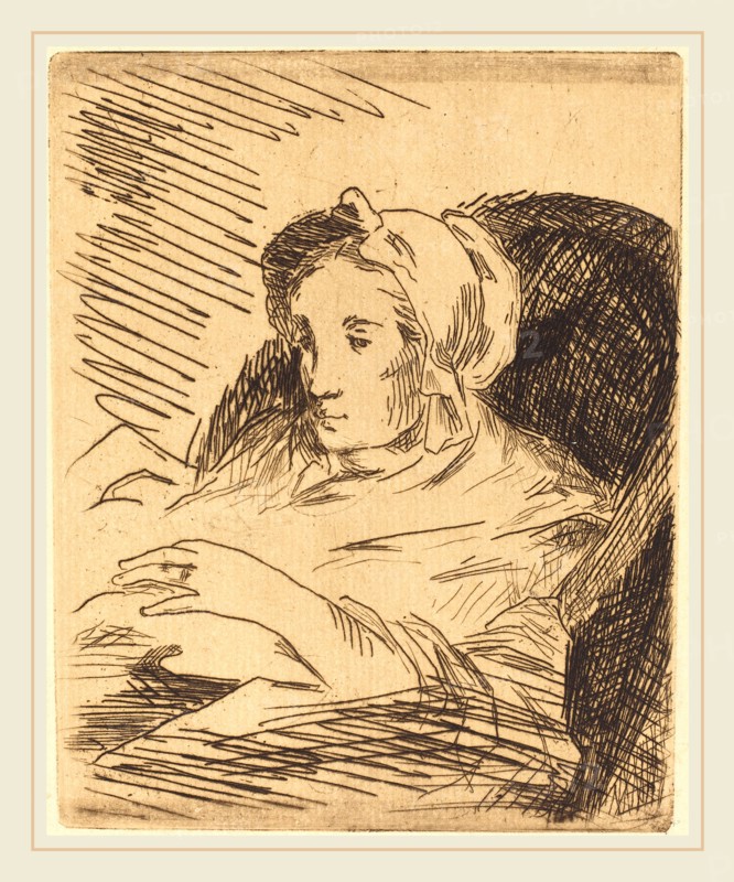 Edouard Manet, French (1832-1883), The Convalescent (La convalescente), 1876-1878, etching in dark brown on laid paper