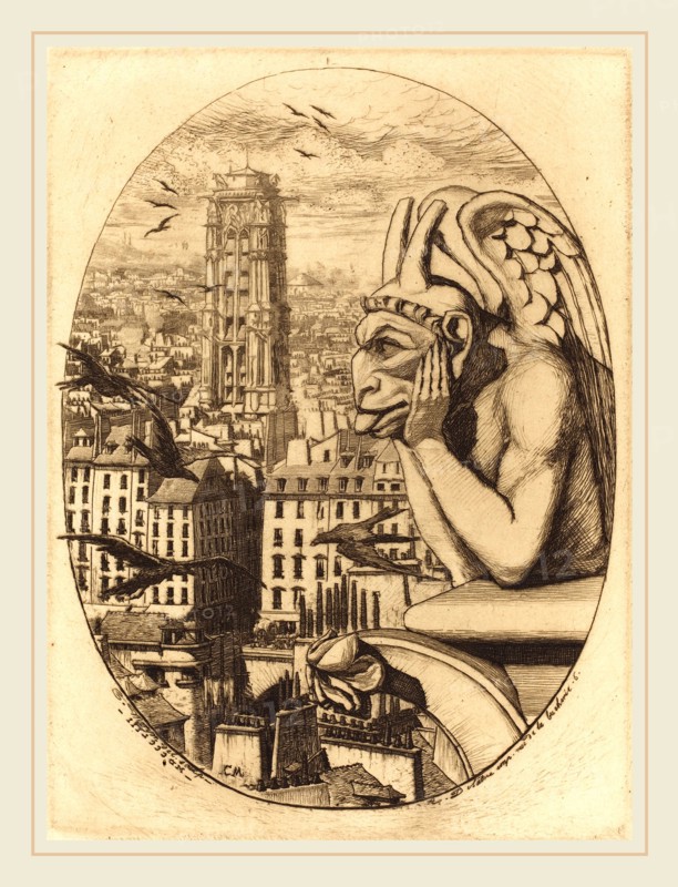 Charles Meryon, French (1821-1868), Le stryge (The Vampire), 1853, etching