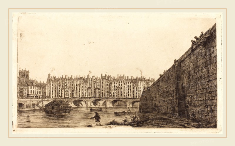 Charles Meryon after Victor Jean Nicolle, French (1821-1868), Le Pont-au-Change, Paris, vers 1784, 1855, etching