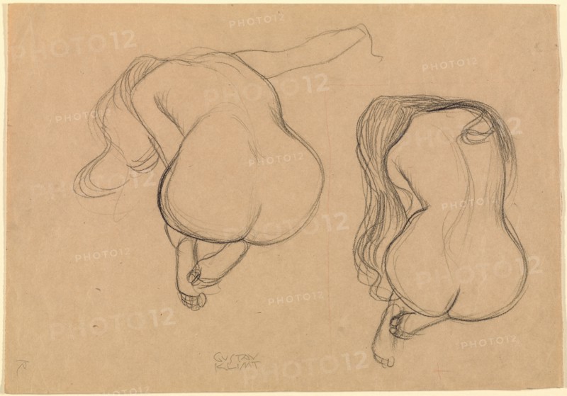 Two Studies of a Seated Nude with Long Hair