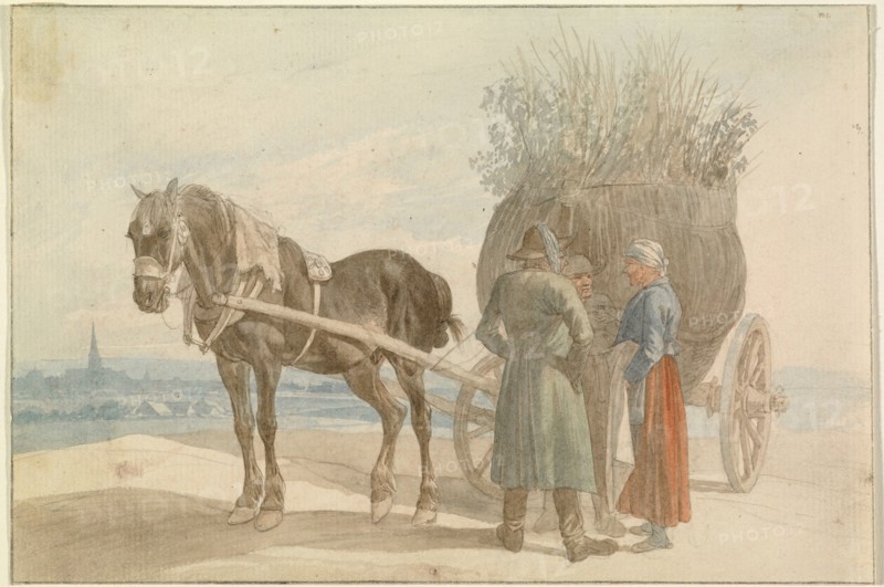 Austrian Peasants with a Horse and Cart, with a View of Vienna i