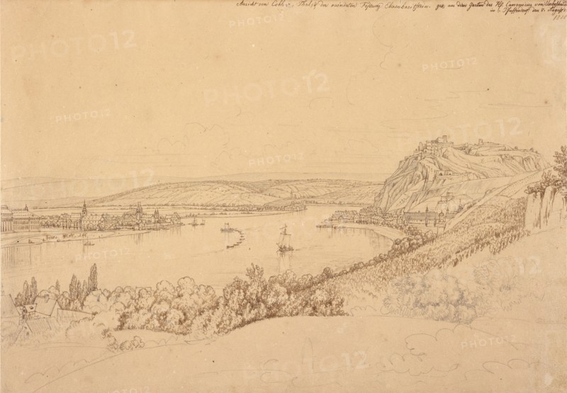 View of Koblenz with the Rhine and Fortress Ehrenbreitstein (rec