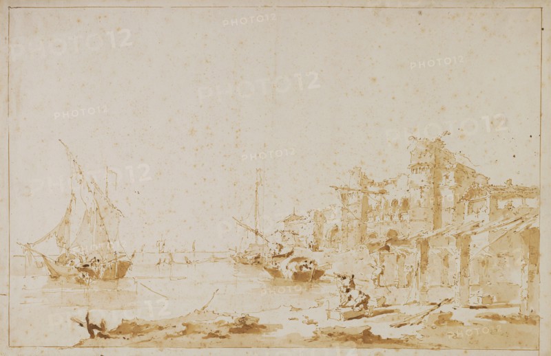 An Imaginary View of a Venetian Lagoon, with a Fortress by the S