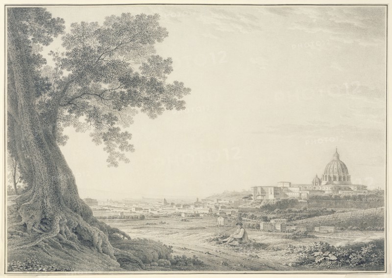 An extensive view of Rome from the Orti della Pineta Sacchetti