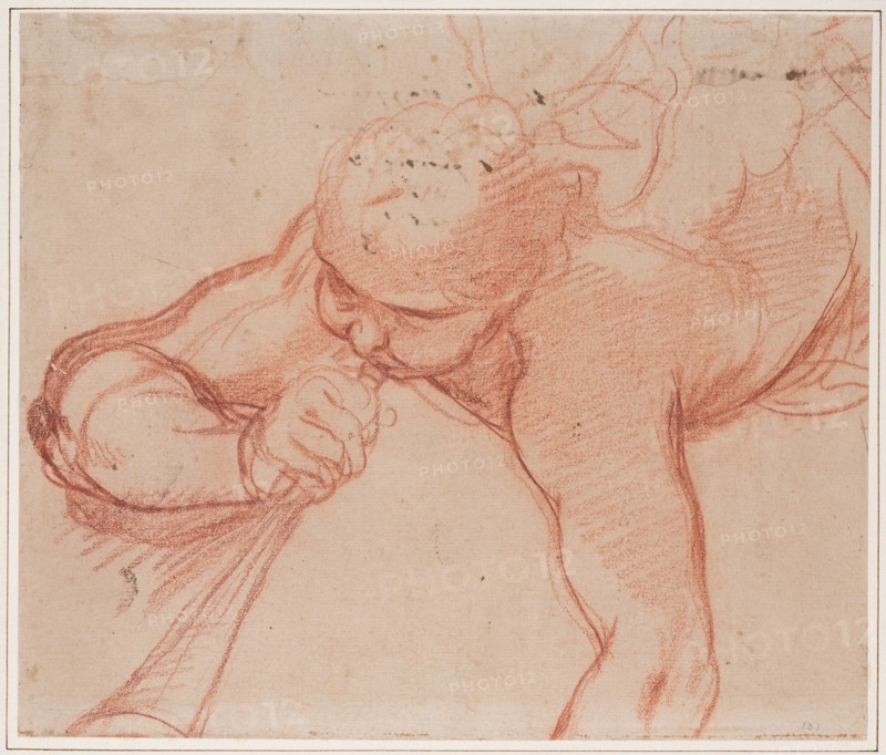 An Angel Blowing a Trumpet (recto),  The Virgin and Child with K