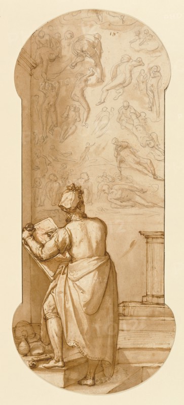 Taddeo in the Sistine Chapel Drawing Michelangelo's Last Judgmen