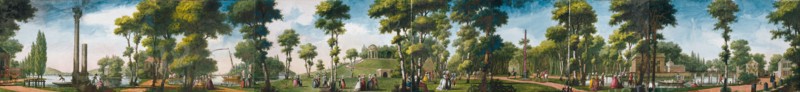 Figures Walking in a Parkland