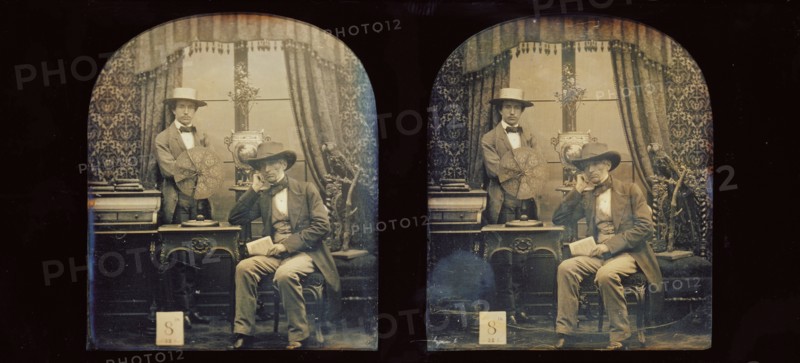 [Self-portrait of Antoine FranÃ§ois Jean Claudet and his son Hen