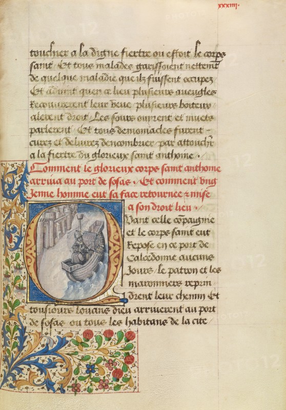 Initial Q: The Ship of Bishop Theophilus with the Reliquary Shri