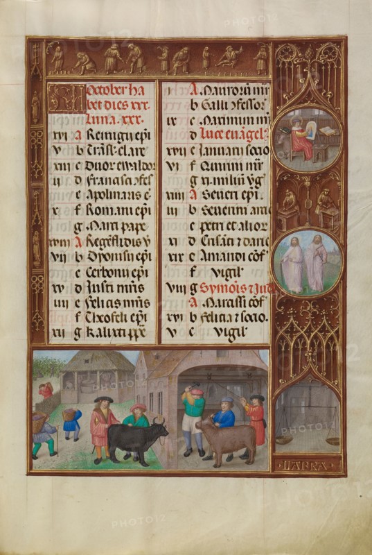 Slaughtering of an Ox and Grape Harvesting,  Zodiacal Sign of Li