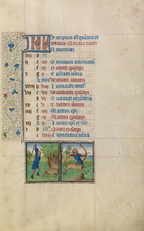 A Man Knocking Acorns from a Tree,  Zodiacal Sign of Sagittarius