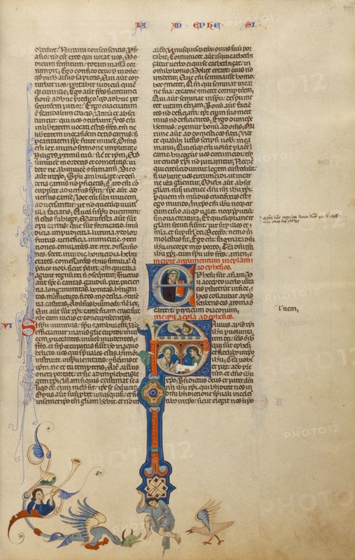 Initial P: Saint Paul Giving a Letter to a Messenger