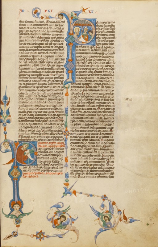 Initial P: Saint Paul,  Initial P: A Bishop Giving a Letter to a