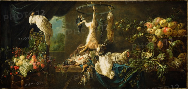 Still Life with Game, Vegetables, Fruit and a Cockatoo
