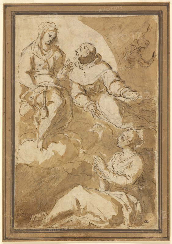St. Francis (?) Interceding with the Virgin on behalf of a Femal