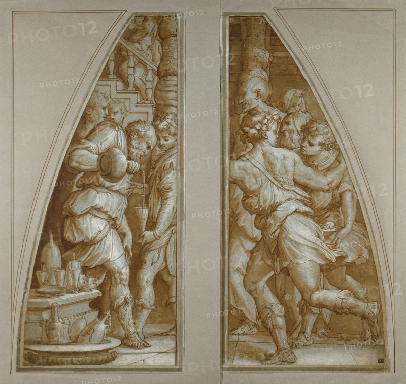 "Bearded Man Filling a Glass" and "Youth Running"