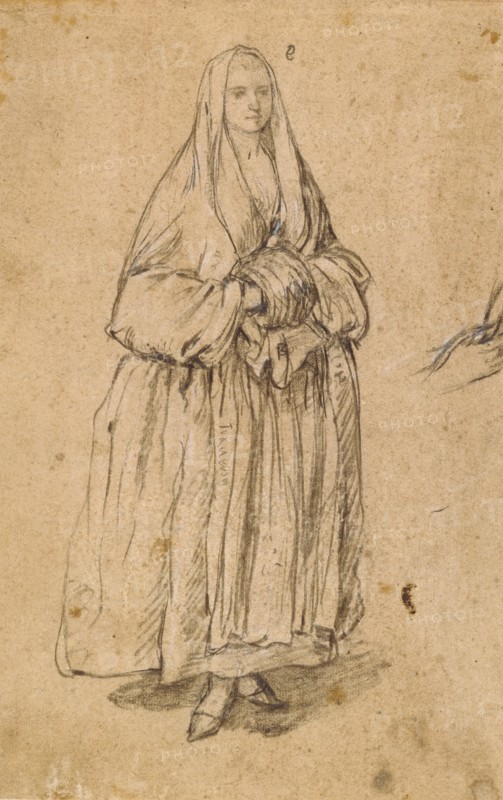Standing Woman Holding a Muff, Turned Slightly to the Right (rec