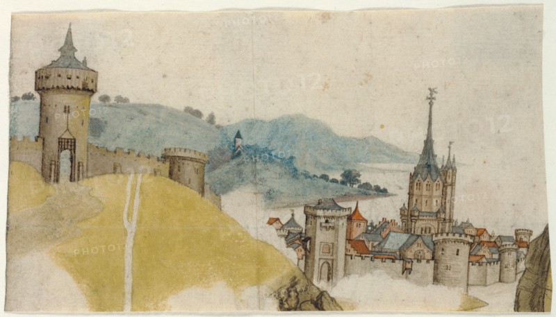 View of a Walled City in a River Landscape