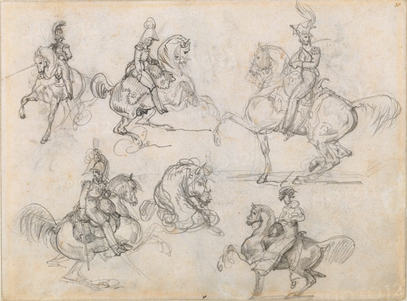 Horses and Riders (recto),  Horses (verso)