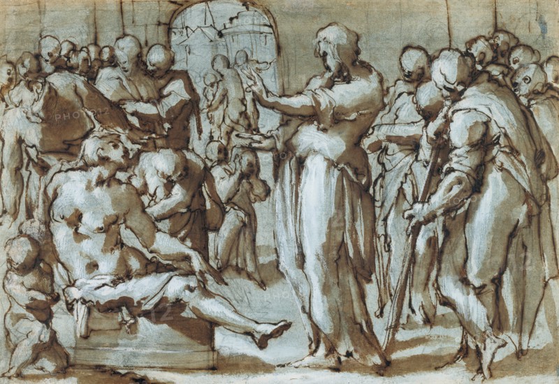 Raising of the Son of the Widow of Naim (recto),  Madonna and Ch