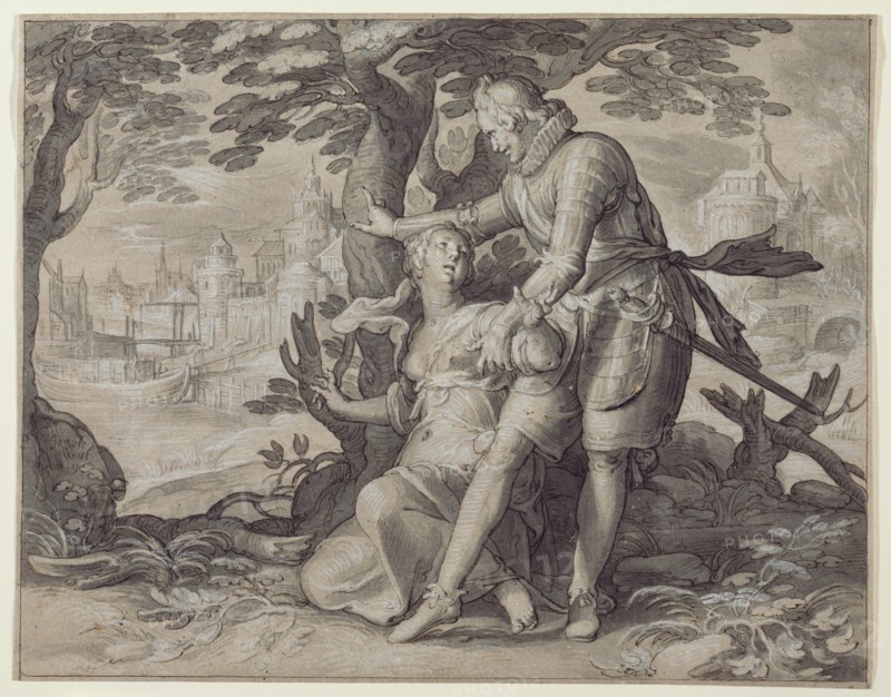 Young Woman Assisted by a Gentleman