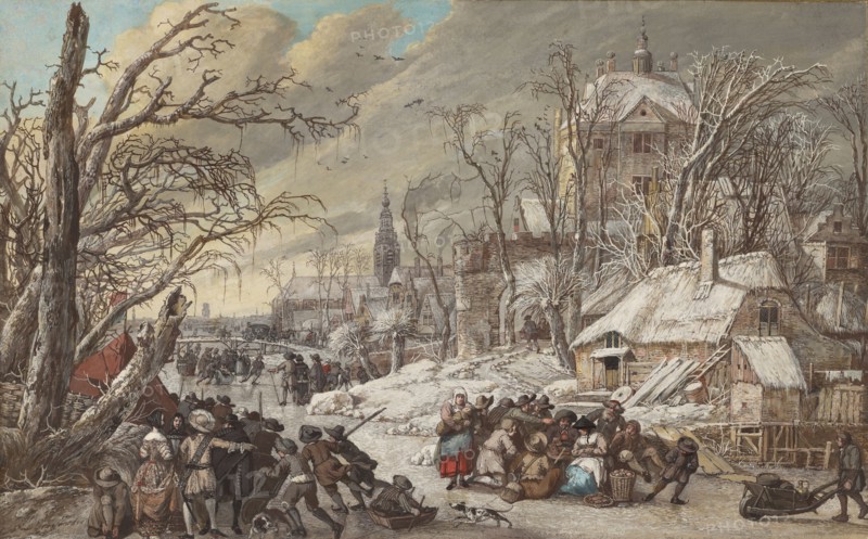 Figures on a Frozen Canal