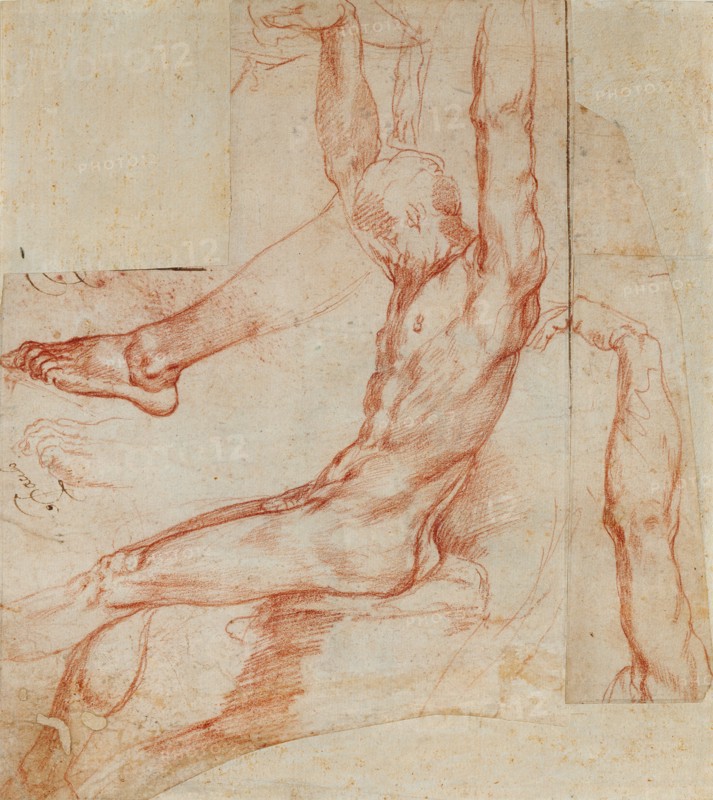 Study of a Man with Various Sketches (recto),  Study of a Man's