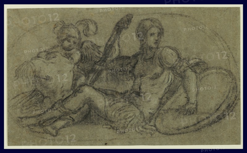 Seated Male Figure with Putto and Armor
