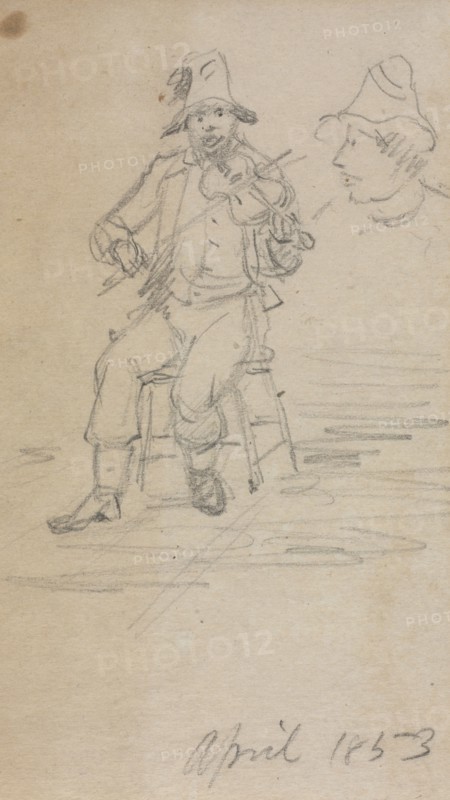 The Fiddling Beggar, 1853. William Sidney Mount (American, 1807-1868). Graphite;