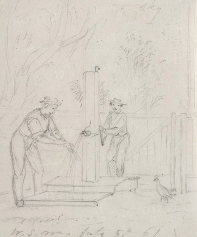 At the Pump, 1861. William Sidney Mount (American, 1807-1868). Graphite; sheet: 11.7 x 9.7 cm (4 5/8 x 3 13/16 in.).