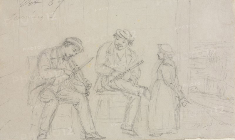 Tuning, 1867. William Sidney Mount (American, 1807-1868). Graphite; sheet: 9.7 x 16.2 cm (3 13/16 x 6 3/8 in.).